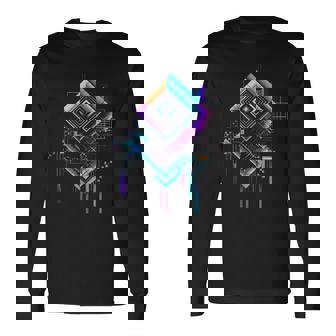 Arte Gráfico Abstracto Polígono Arquitectura Motivo Camiseta de manga larga - Regaloses