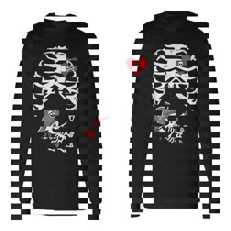 Baby Pregnancy Halloween Skeleton Xray Pirate Boy Pregnant Long Sleeve T-Shirt - Monsterry