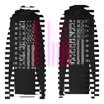 Back The Pink Breast Cancer Awareness Usa Flag Support Group Long Sleeve T-Shirt - Monsterry