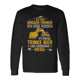 Bagger Ich Esse Fleisch Trinke Bier Underbrenne Diesel Langarmshirts - Geschenkecke