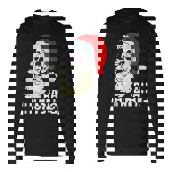 Bah Humbug Skull Santa Hat Christmas Xmas Skeleton Long Sleeve T-Shirt - Monsterry