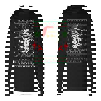 Lets Get Baked Santa Smoking Weed Ugly Christmas Sweater Long Sleeve T-Shirt | Mazezy