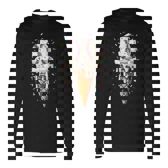 Baseball Drip Boys Ice Cream Cone Drip Baseball Long Sleeve T-Shirt - Monsterry