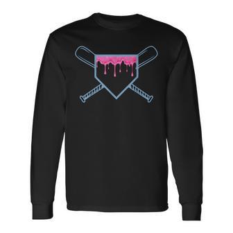 Baseball Home Plate Drip For Boys Ice Cream Spinkle Long Sleeve T-Shirt | Mazezy