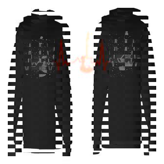 Bassist Musical Instrument Musician Heartbeat Bass Guitar Long Sleeve T-Shirt - Monsterry