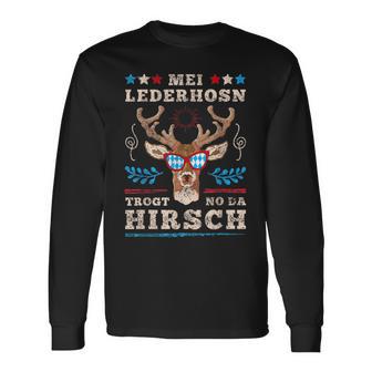 Bayern Wiesn Bekleidungolksfest Outfit Herren Short Sleeve Mei Lederhosn Trogt No Da Deer Costume Oktoberfest S Langarmshirts - Geschenkecke