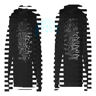 Berserker & Viking Compass Nordic Wolf Long Sleeve T-Shirt - Monsterry
