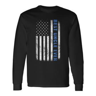 Best Uncle Ever Vintage American Flag Father's Day Long Sleeve T-Shirt - Monsterry AU