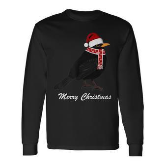 Bird With Red Christmas Hat Scarf Christmas Outfit Bird Langarmshirts - Geschenkecke