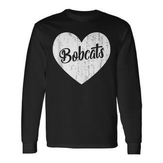 Bobcats School Sports Fan Team Spirit Mascot Cute Heart Long Sleeve T-Shirt - Monsterry AU