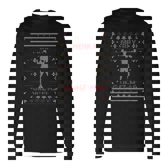 Bodybuilding Ugly Christmas Sweater Weightlifting Gym Xmas Long Sleeve T-Shirt - Seseable