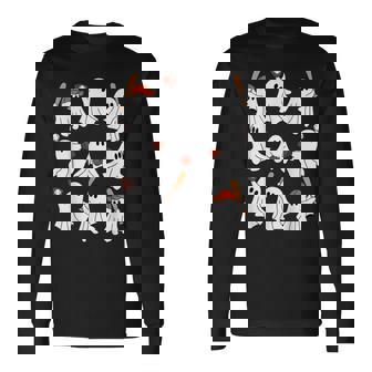 Boo Ghost Halloween Baseball Happy Halloween Baseball Lover Long Sleeve T-Shirt | Seseable UK