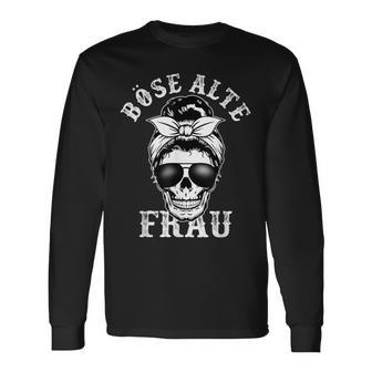 Böse Alte Frau Unordentlicher Brötchenschädel Langarmshirts - Geschenkecke