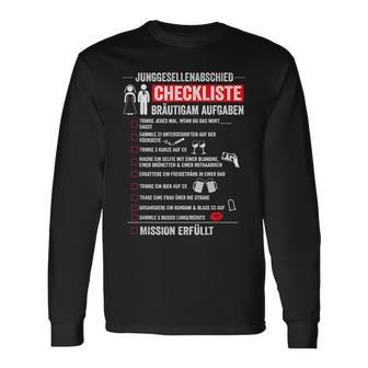 Bräutigam Jga Aufgaben Checkliste Stag Party Langarmshirts - Seseable