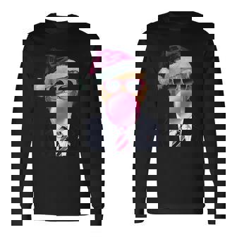 Bubblegum Trump Blowing Bubble Gum Christmas Pink Trump Long Sleeve T-Shirt - Monsterry