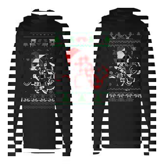 Buffalo Plaid Octopus Sweater Light Santa Xmas Christmas Long Sleeve T-Shirt - Thegiftio