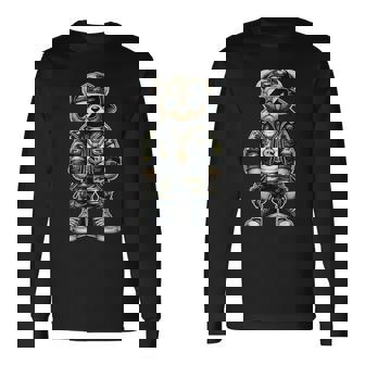Camouflage Hip Hop Teddy Bear Long Sleeve T-Shirt | Mazezy