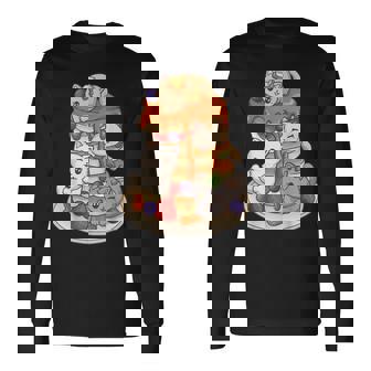 Cat Pancake Stack Kawaii Anime Cat Long Sleeve T-Shirt - Thegiftio