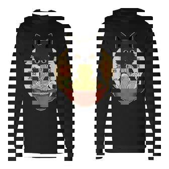 Cat Ramen Graphic Japanese Kawaii Cat Anime Long Sleeve T-Shirt - Thegiftio