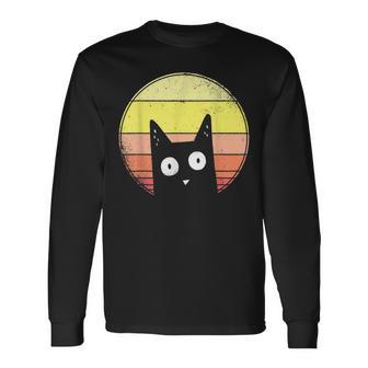 Cat Sunset Sunset Cat Retrointage Langarmshirts - Geschenkecke