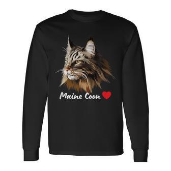 Chat Maine Coon Chat Amoureux Coeur Cadeau Chats T-shirt à manches longues - Cadeauxyz