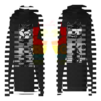 Chat Noir Mignon Chat Marrant Chat Rétro T-shirt à manches longues - Cadeauxyz