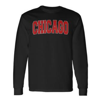 Chicago Il Illinois Varsity Style Usa Vintage Sports Long Sleeve T-Shirt - Monsterry UK