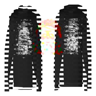 Christmas Builder Block Brick Building Santa Face Boys Long Sleeve T-Shirt - Thegiftio