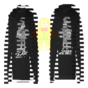 Christmas Gingerbread Man Bite Me X-Mas Long Sleeve T-Shirt - Monsterry