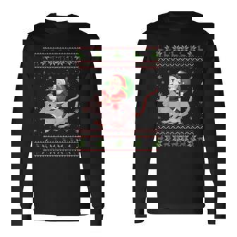 Christmas Santa Riding Rat Ugly Xmas Sweater Long Sleeve T-Shirt - Thegiftio