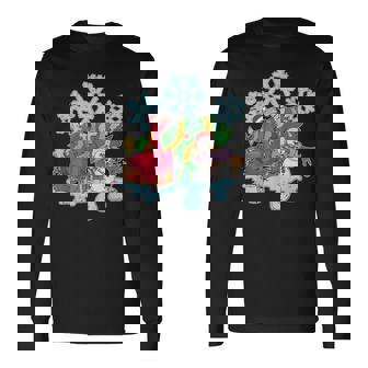 Christmas Zoo Animal Exotic Bird Snowman Snowflake Flamingo Long Sleeve T-Shirt - Monsterry