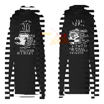 Coffee And Croissants Shirt Cute Coffee Long Sleeve T-Shirt - Monsterry
