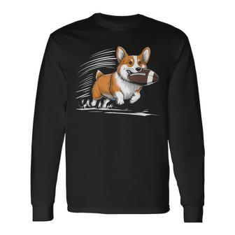 Corgi Hund Spielt Fußball Spieler Sport Langarmshirts - Geschenkecke