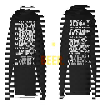 This Is My Costume Give Me A Beer Skeleton Dad Men Long Sleeve T-Shirt | Mazezy