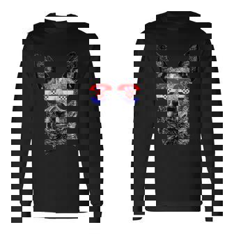 Croatia Dog Flag Sunglasses Football Soccer Lover Long Sleeve T-Shirt - Thegiftio