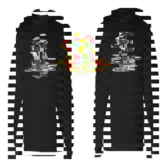 Cubo De Fusión Divertido Retro Para Juegos Rubik Puzzle Nerd Geek Gamer Camiseta de manga larga - Regaloses