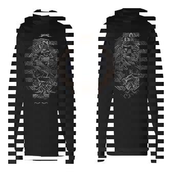 Cuervo De Odín Hombre Del Nortealhalla Mitología Nórdica Camiseta de manga larga - Regaloses