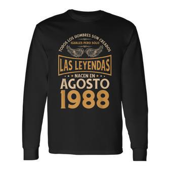 Cumpleaños Hombre Regalos Las Leyendas Agosto 1988 Camiseta de manga larga - Regaloses