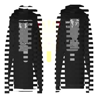 Cute Cat Popsicle Kitten Cute Funny -Kawaii -Graphic Long Sleeve T-Shirt - Monsterry