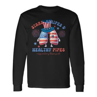 Cute Lung Squad Respiratory Therapist Patriotic 4Th Of July Long Sleeve T-Shirt - Monsterry