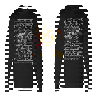 Dabbing Krampus Ugly Christmas Sweater Pattern Long Sleeve T-Shirt - Thegiftio