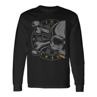 Dart Skull And Dartboard Retro Dart Langarmshirts - Geschenkecke