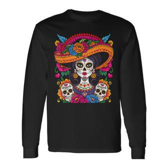 De Los Muertos La Catrina Sugar Skull Langarmshirts - Geschenkecke