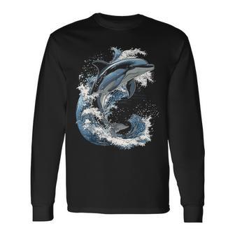 Delphin Tier Motiv Kunstwerk Delfin Langarmshirts - Geschenkecke