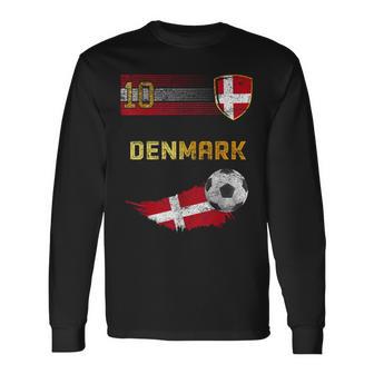 Denmark Football Pride Danish Flag Football Retro Jersey Langarmshirts - Seseable