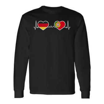 Deutschland Portugal Herz Liebe Herzlinie Langarmshirts - Seseable