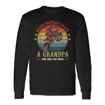 Dirt Bike Never Underestimate A Opa Der Motocross Fahren Langarmshirts - Geschenkecke