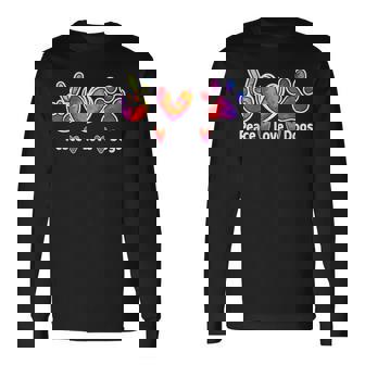 Dog Lover Peace Love Dogs Cute Puppy Paw Tie Dye Long Sleeve T-Shirt | Seseable UK