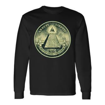 A Dollar Note Allseeing Eye Pyramid Illuminati Langarmshirts - Geschenkecke