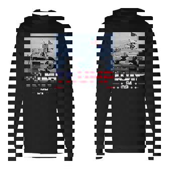 Donald Trump Rides Garbage Truck Garbage Truck Trump 2024 Long Sleeve T-Shirt | Mazezy